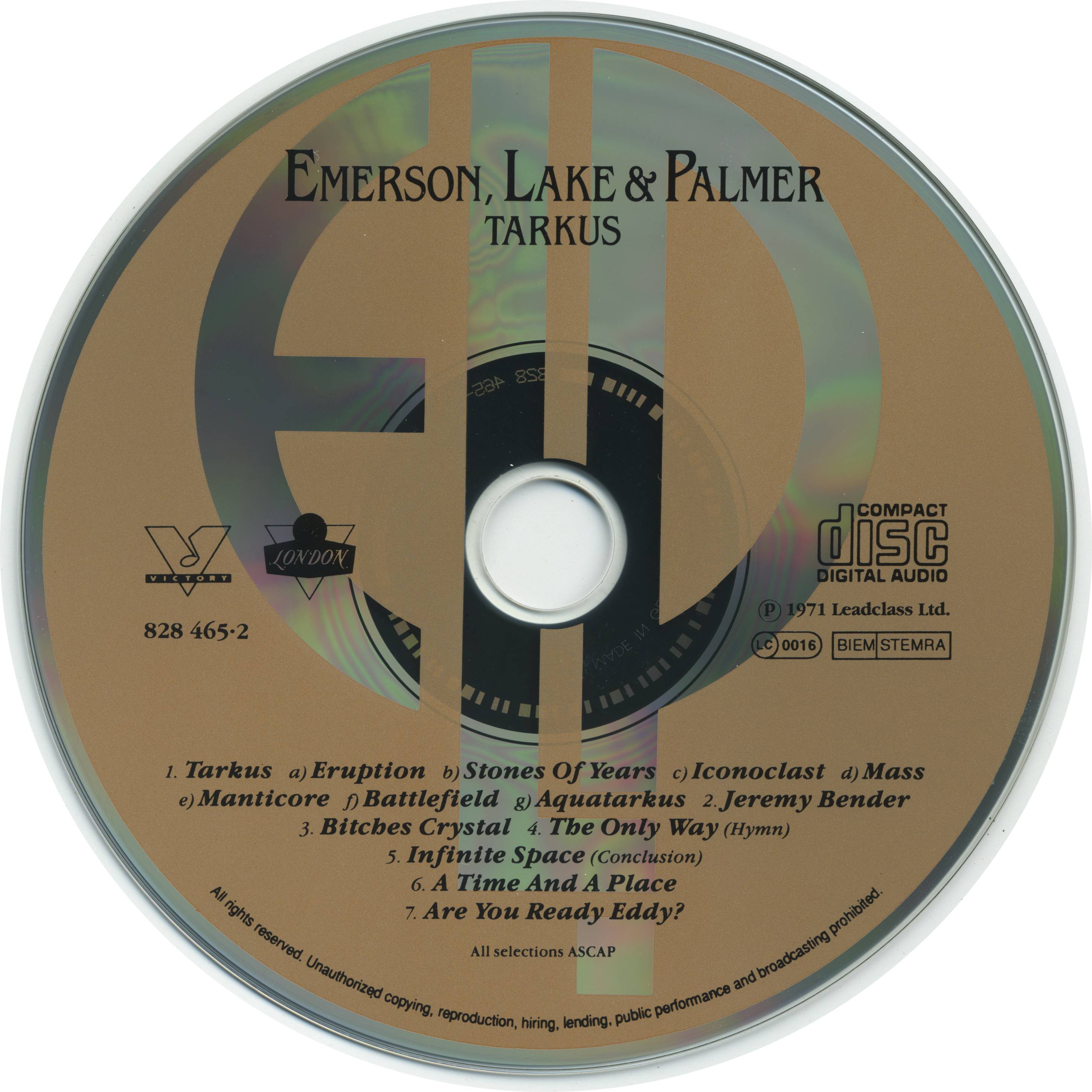 Emerson, Lake and Palmer Tarkus : CD DE